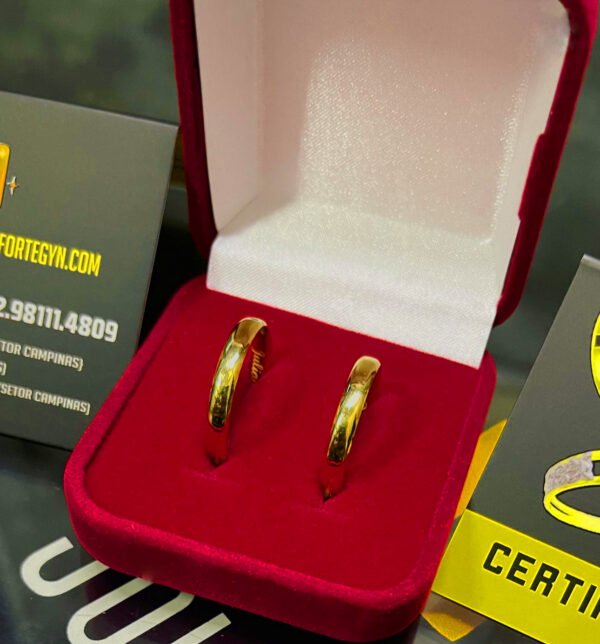 Par de alianças 3MM Tradicional Abaulada Ouro 18K - Image 3