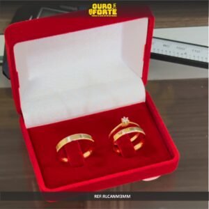 Par de alianças 3MM Reta Chanfrada Ouro 18K