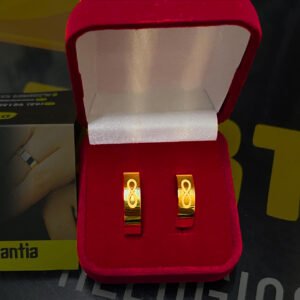 Par de alianças 5MM Modelo Reta SMB Infinito externo Ouro 18K