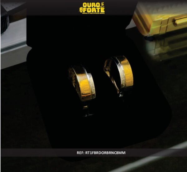 Par de alianças 8MM Modelo Reta bordas rodinada em Ouro branco Ouro 18K