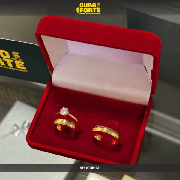 Par de alianças 4MM Tradicional Abaulada Ouro 18K - Image 2